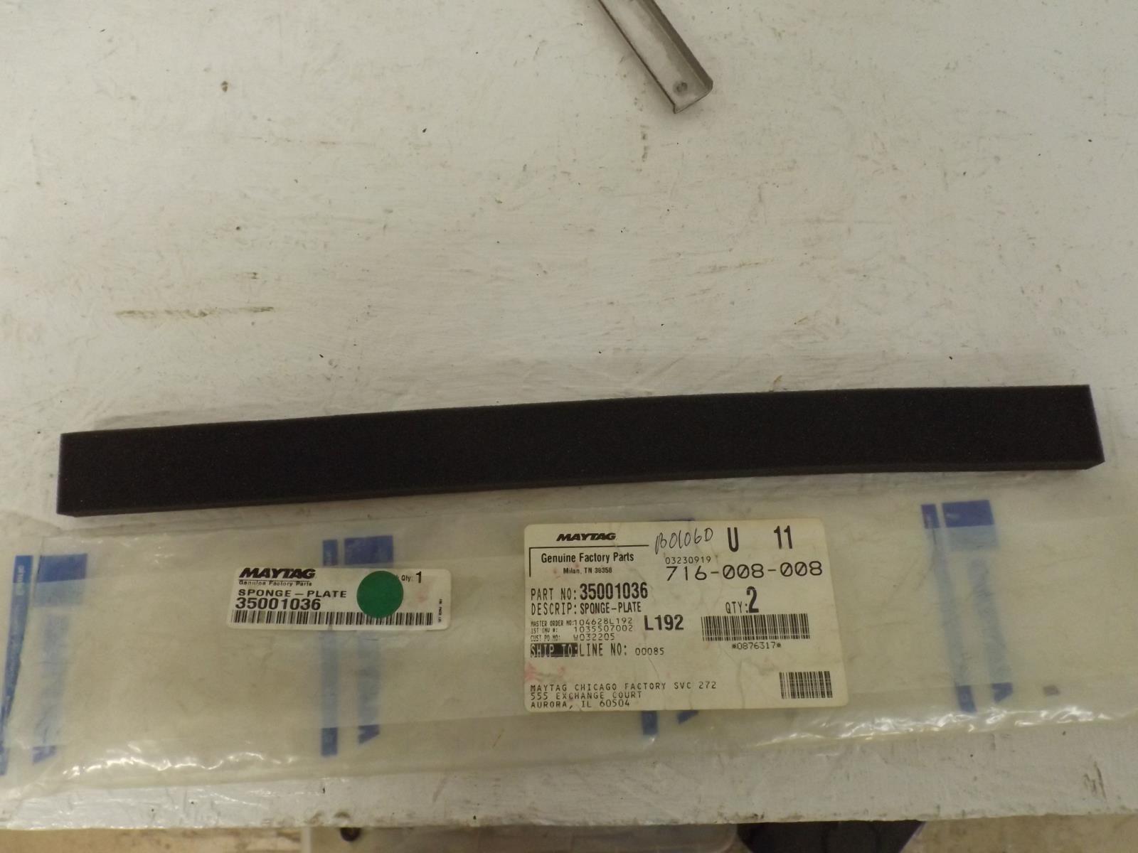 MAYTAG DRYER 35001036 SPONGE PLATE (NEW) MAYTAG DRYER 35001036 SPONGE PLATE (NEW)